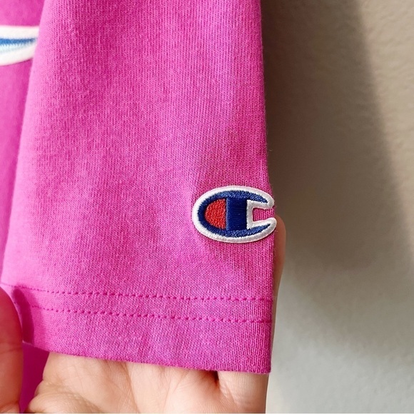 Champion Men’s Heritage Floss Stitch C Logo Tee Shirt Peony Parade Pink Sz Large - Picture 6 of 9